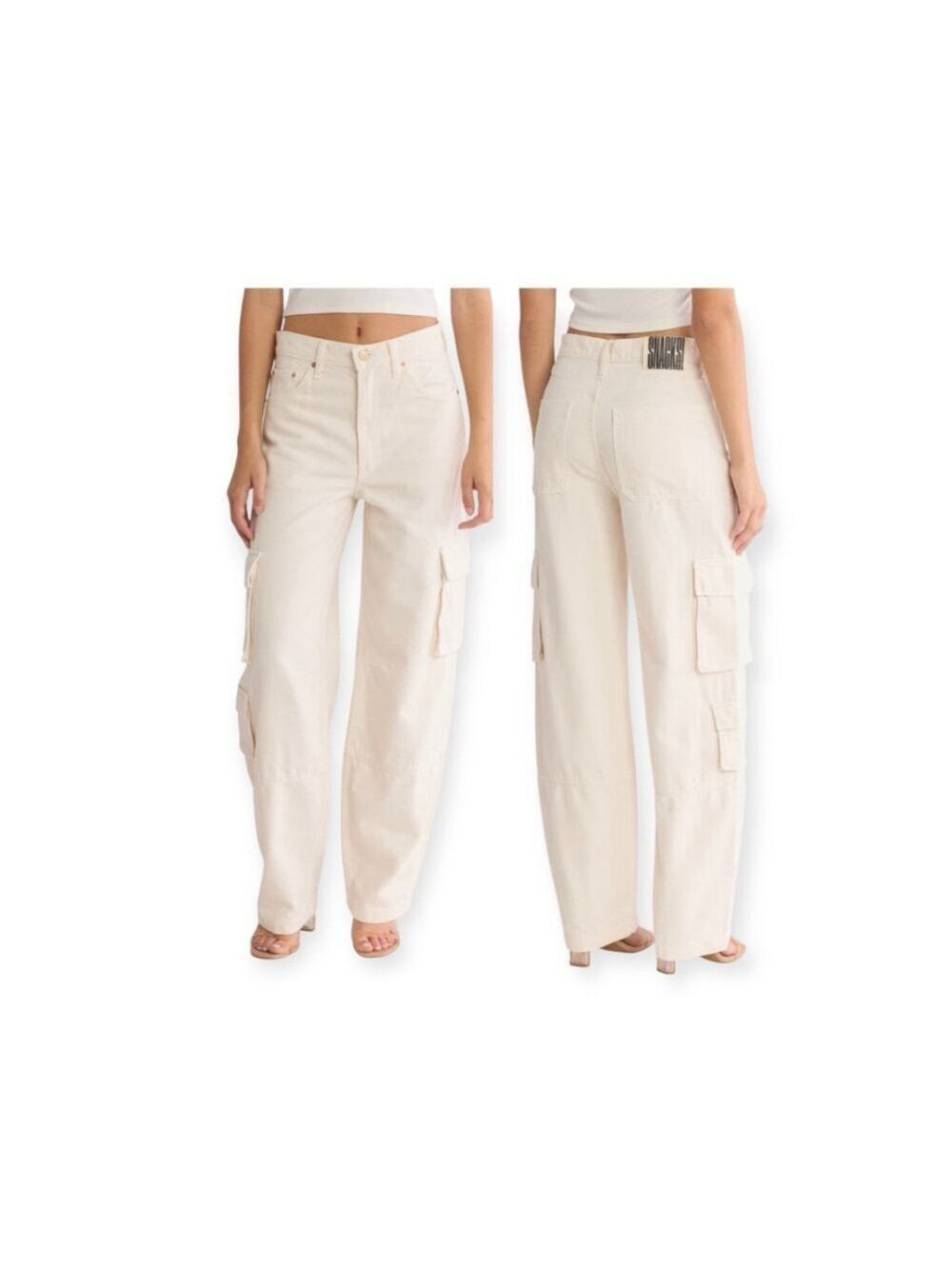 MOTHER Snacks The Side Dish Cargo Skimp Jeans White Baggy Sz 29 NWT $330 USA